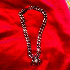 Black chain with spider pendant and black eyes
